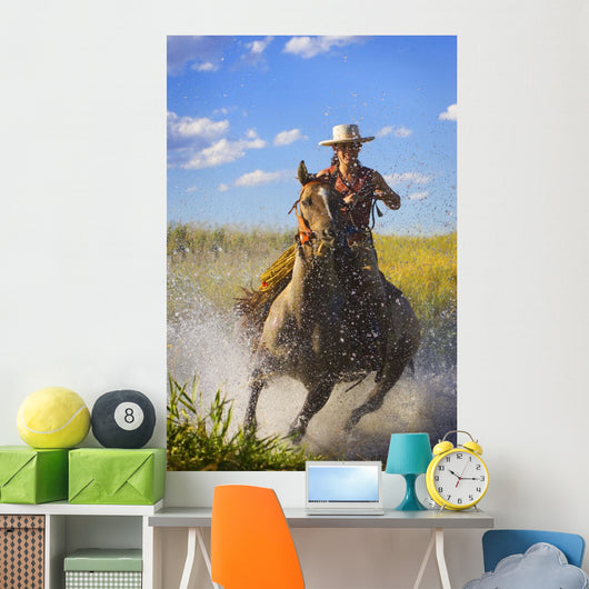 Woman Riding A Horse Wall Mural