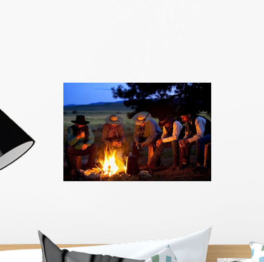 Group Of Cowboys Around A Campfire Wall Mural