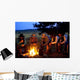 Group Of Cowboys Around A Campfire Wall Mural