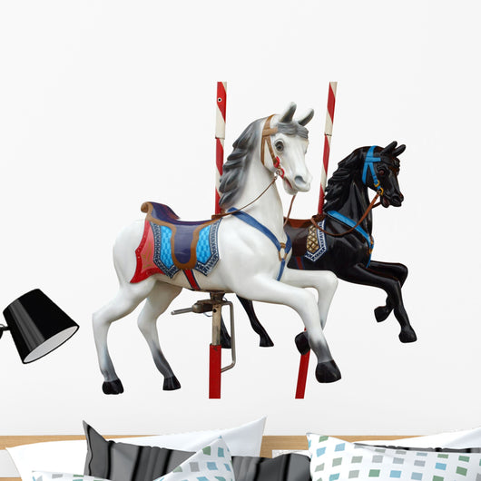 Two Merry-Go-Round Horses With Path Wall Decal