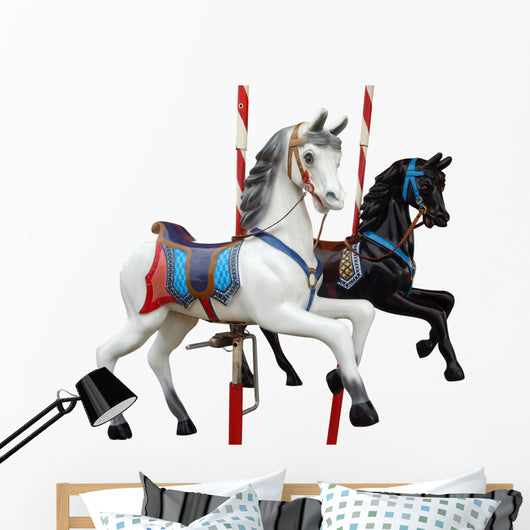 Two Merry-Go-Round Horses With Path Wall Decal