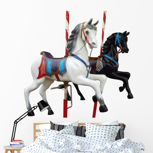 Two Merry-Go-Round Horses With Path Wall Decal