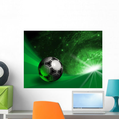 Futuristic with Soccer Ball Wall Mural shown on a wall