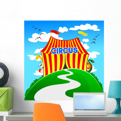 Circus Wall Mural shown on a wall