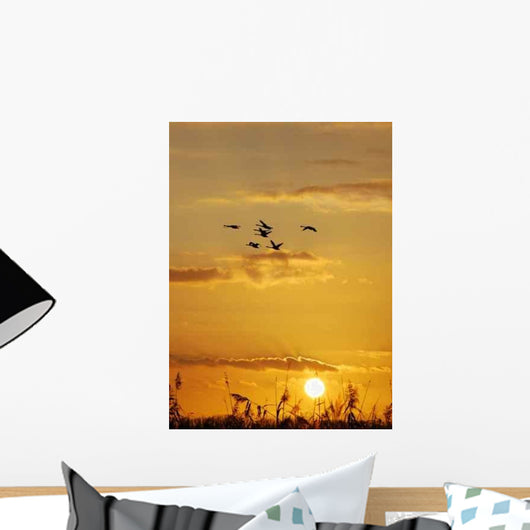 Yellow Sunset with Reed Wall Decal