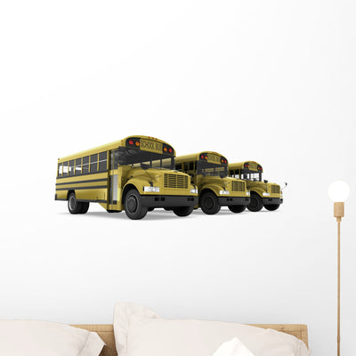 School Buses Wall Decal shown on a wall