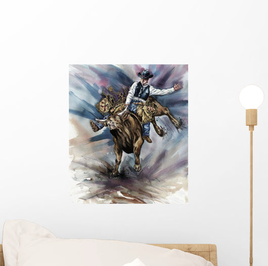 Bull Bucking His Rider Wall Mural