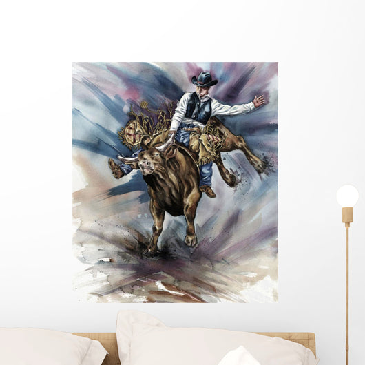 Bull Bucking His Rider Wall Mural