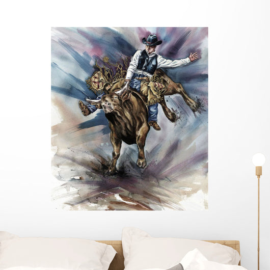Bull Bucking His Rider Wall Mural