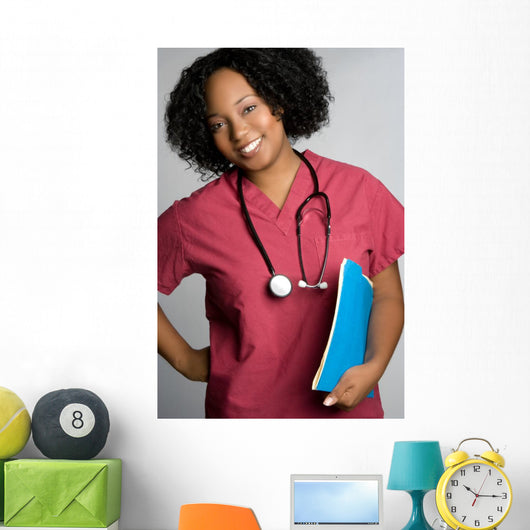 Smiling Black Nurse Wall Mural