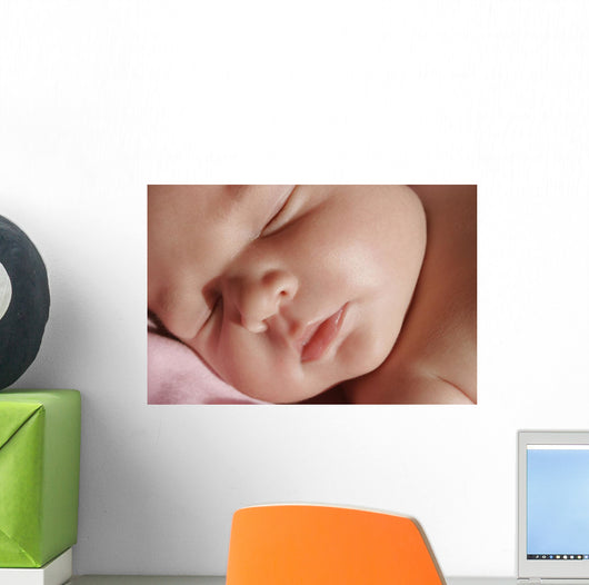 Closeup Of Sleeping Baby's Face Wall Mural