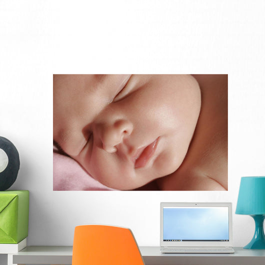 Closeup Of Sleeping Baby's Face Wall Mural