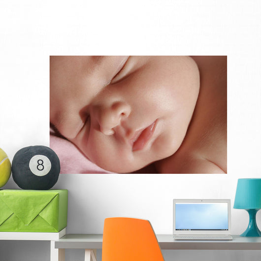 Closeup Of Sleeping Baby's Face Wall Mural
