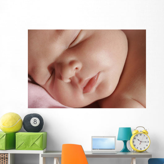 Closeup Of Sleeping Baby's Face Wall Mural