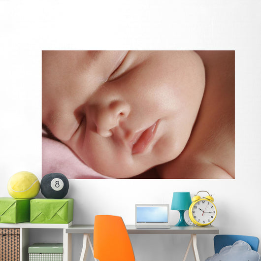 Closeup Of Sleeping Baby's Face Wall Mural