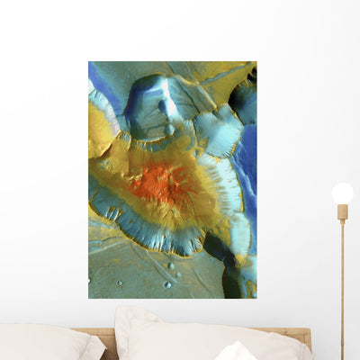 Mars Aerial Wall Mural shown on a wall
