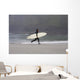 A Surfer, Running With Board Along The Shoreline Wall Mural
