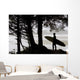 Silhouette Of A Surfer Looking Out To The Water Wall Mural