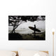 Silhouette Of A Surfer Looking Out To The Water From The Beach Wall Mural