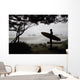Silhouette Of A Surfer Looking Out To The Water From The Beach Wall Mural