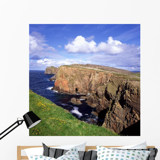 High Angle View Of Rock Formations At The Coast Wall Mural