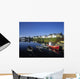 Boats Moored At A Harbor Wall Mural