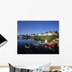 Boats Moored At A Harbor Wall Mural