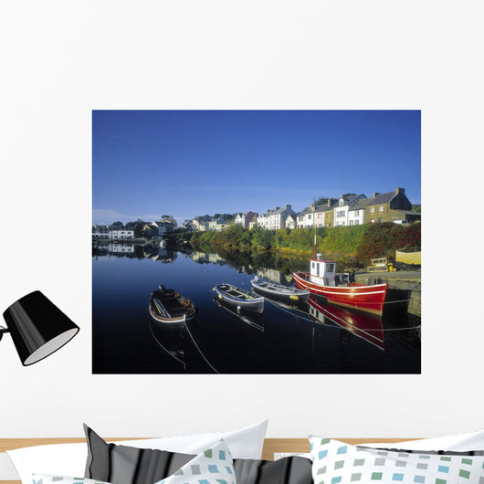 Boats Moored At A Harbor Wall Mural