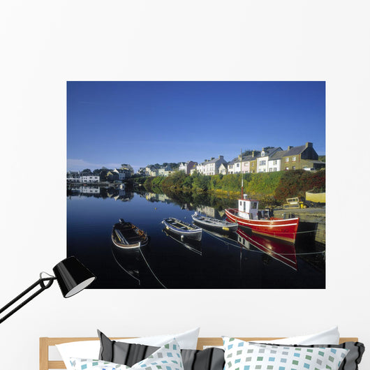 Boats Moored At A Harbor Wall Mural