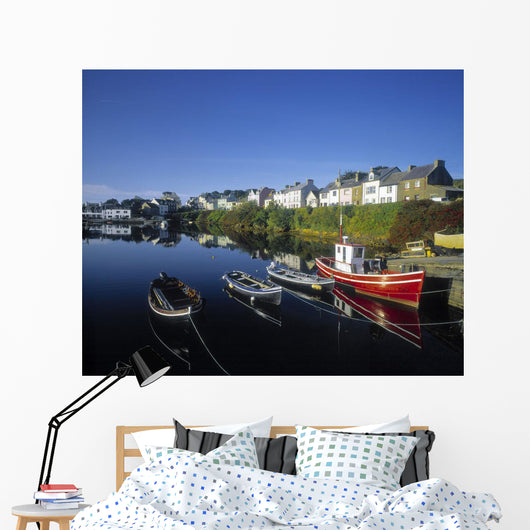 Boats Moored At A Harbor Wall Mural