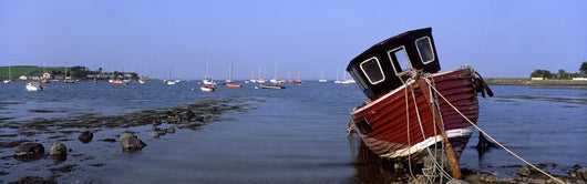 Boat Moored In The Sea Wall Mural