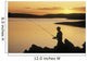 Silhouette Of A Fisherman Fishing On The Coast Wall Mural