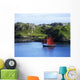 Boat In The Sea, Galway Hooker, County Galway, Republic Of Ireland Wall Mural
