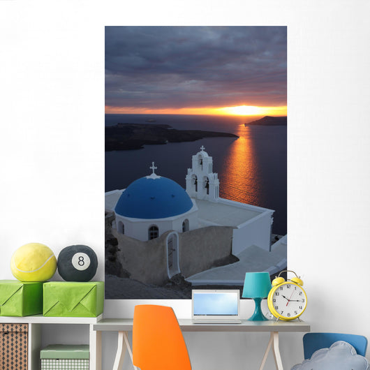 Sunset in Santorini island Wall Mural