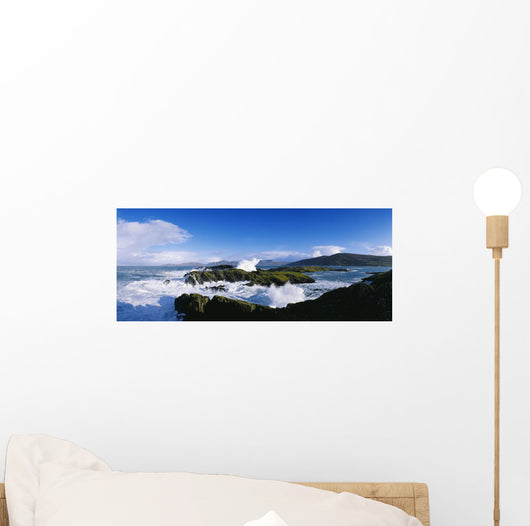 Waves Breaking Over Rocks, West Cork, County Cork, Republic Of Ireland Wall Mural