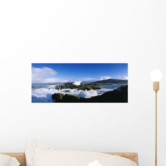 Waves Breaking Over Rocks, West Cork, County Cork, Republic Of Ireland Wall Mural