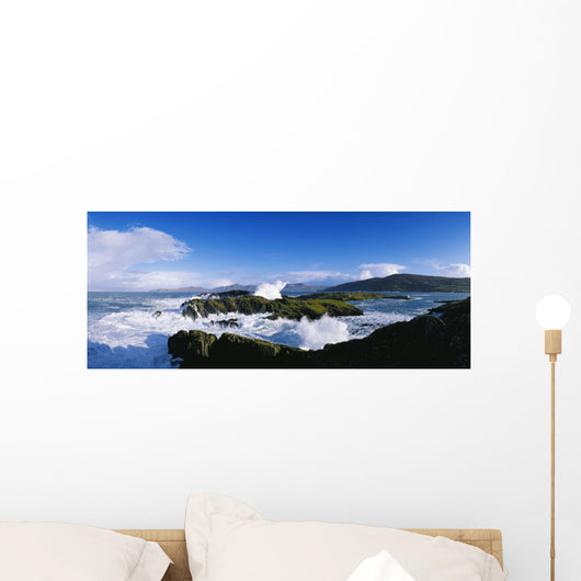 Waves Breaking Over Rocks, West Cork, County Cork, Republic Of Ireland Wall Mural
