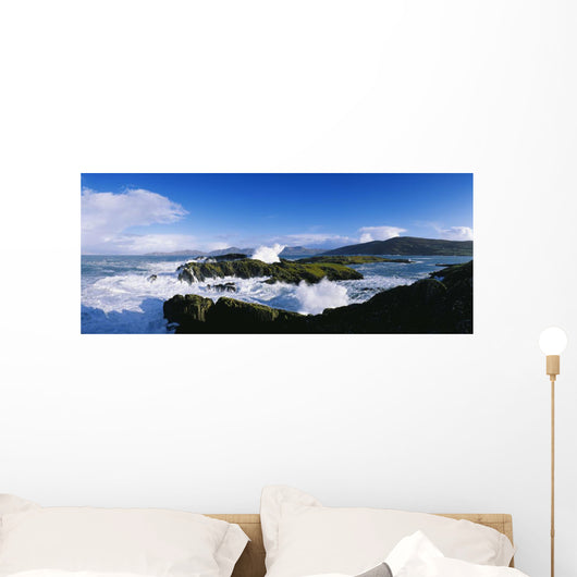 Waves Breaking Over Rocks, West Cork, County Cork, Republic Of Ireland Wall Mural