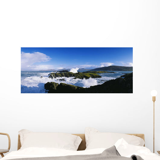 Waves Breaking Over Rocks, West Cork, County Cork, Republic Of Ireland Wall Mural