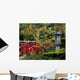 Red Bridge & Japanese Lantern Wall Mural
