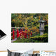 Red Bridge & Japanese Lantern Wall Mural