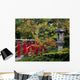 Red Bridge & Japanese Lantern Wall Mural