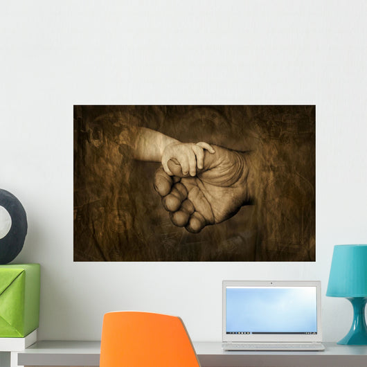 Child's Hand Holding Adult Hands Wall Mural