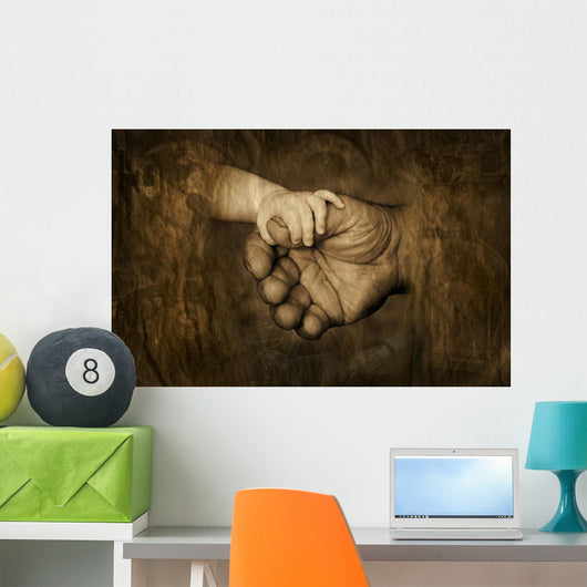 Child's Hand Holding Adult Hands Wall Mural