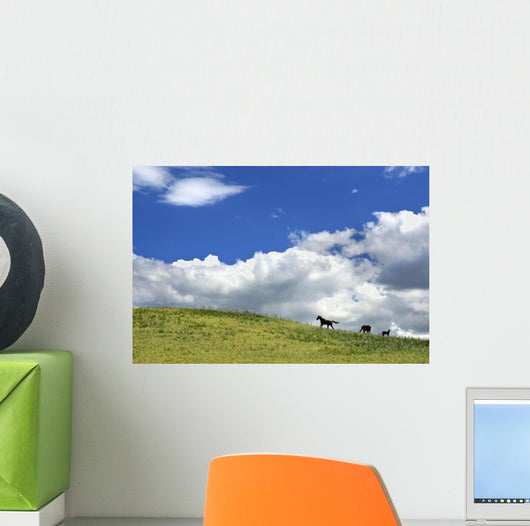 Horses Galloping On Hill Wall Mural