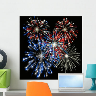 Fireworks Wall Mural shown on a wall