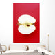 Half An Apple On Red Background Wall Mural