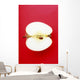 Half An Apple On Red Background Wall Mural