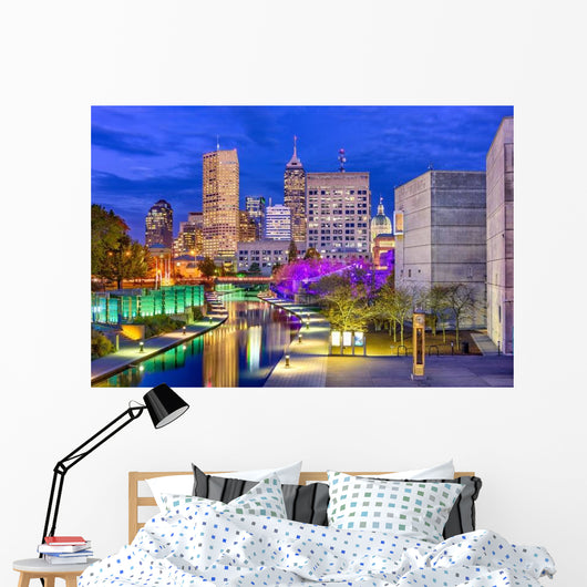 Indianapolis Indiana USA Evening Skyline Wall Decal