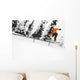 Person Snowboarding On A Railing Wall Mural